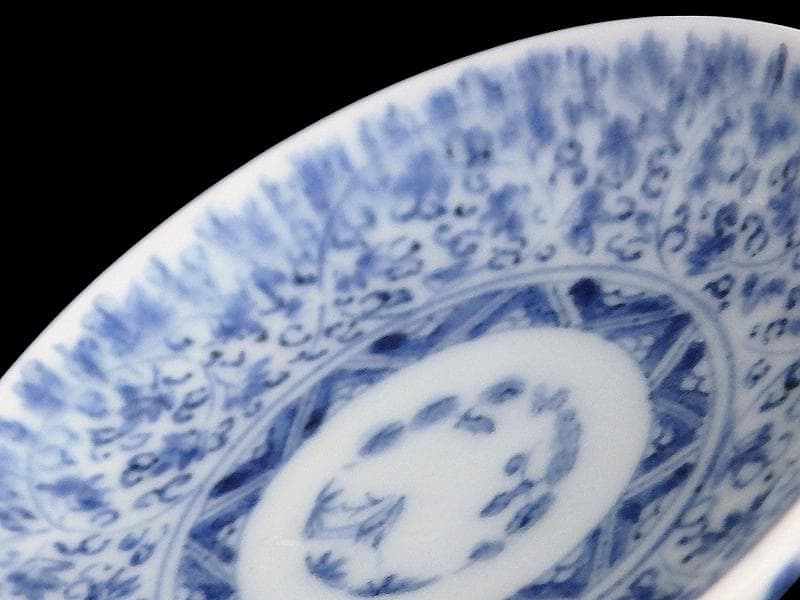 古伊万里　染付　微塵唐草　萩唐草の図　豆皿　C475AS-CXt