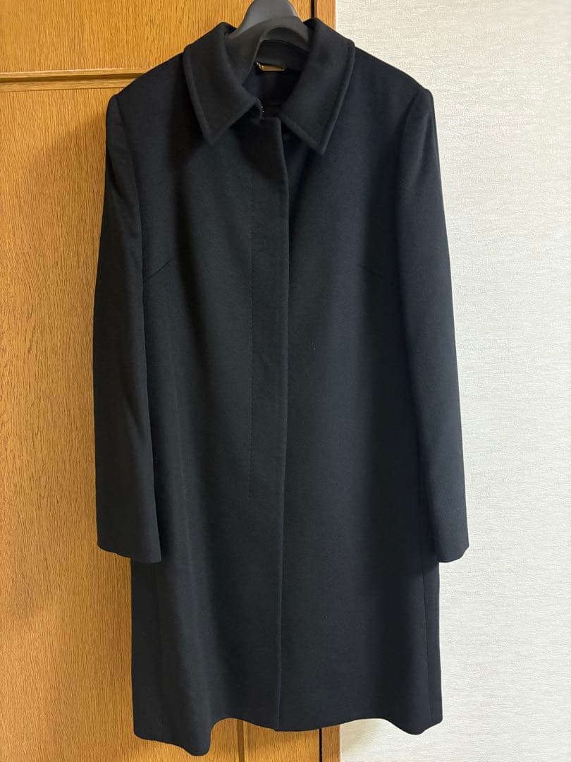 オンワード 黒 ロングコート カシミヤ100%