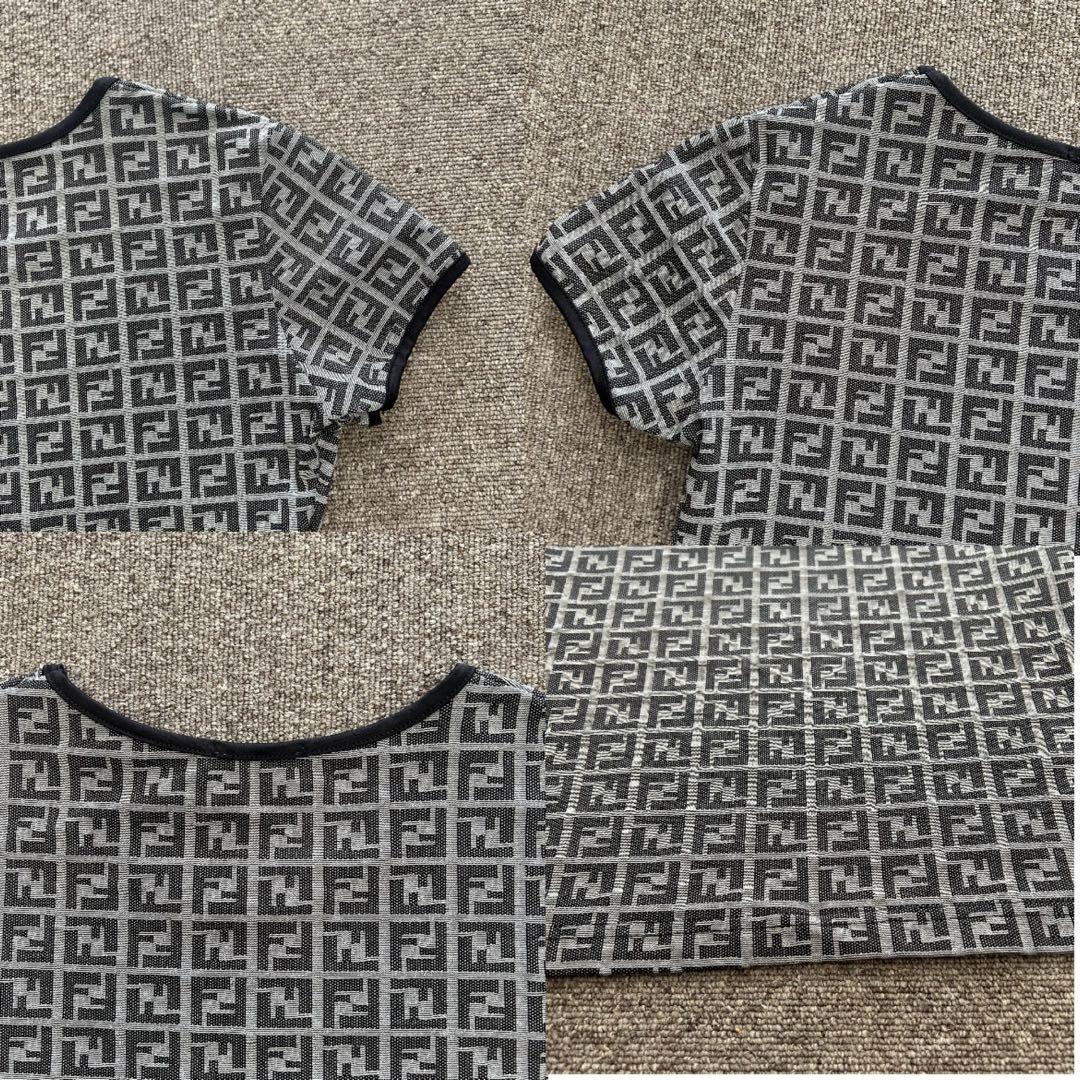 FENDI フェンディ　ズッカ　ブラック　Tシャツ　44　ロゴ　グレー　半袖