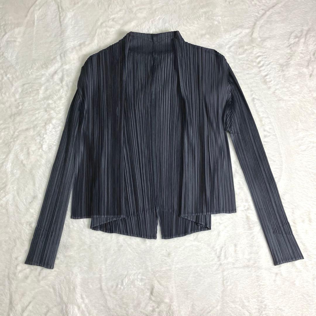 PLEATS PLEASE✨プリーツカーディガン　ボレロ　長袖　濃グレー3 美品