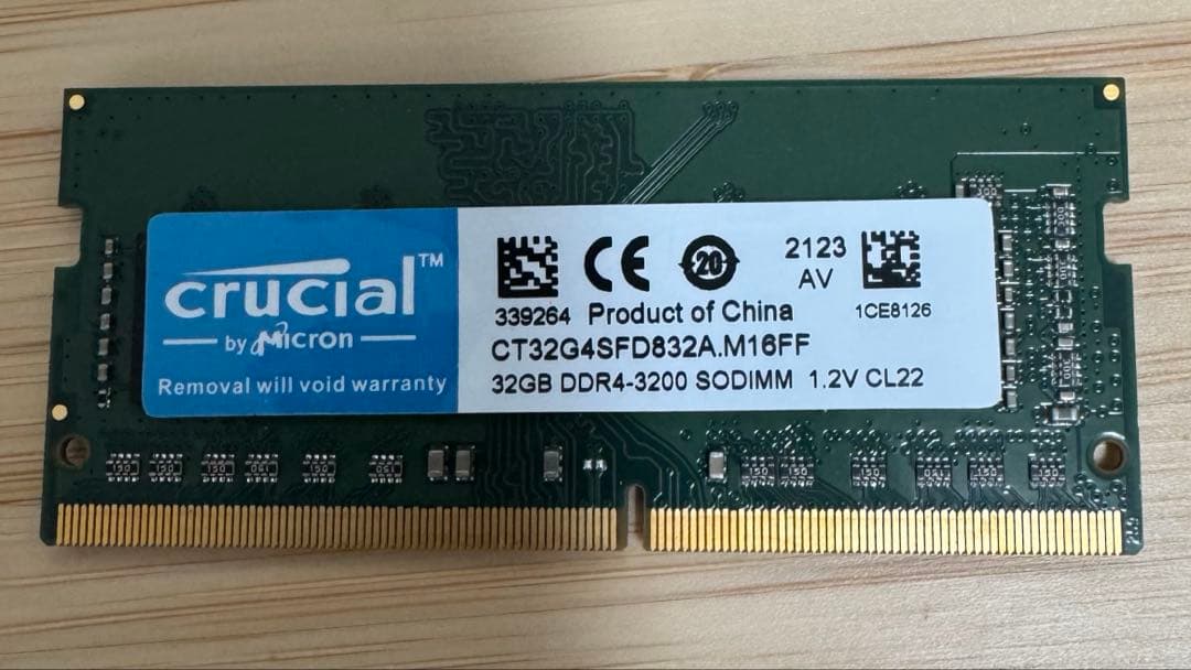 Crucial & Transcend 64GB DDR4 SO-DIMMメモリ