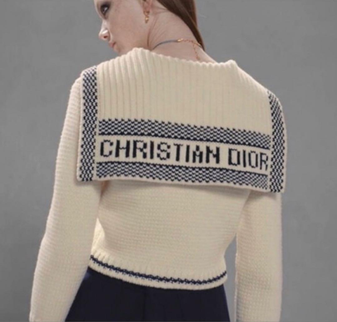 クリスチャンディオール ロゴセーラーカーディガン クロップド ニット カシミヤ