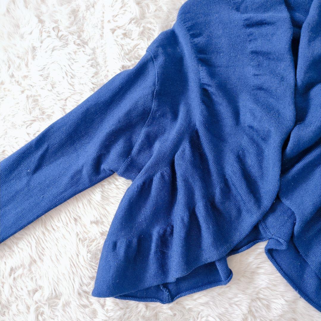 ISSEY MIYAKE 長袖カーディガン　ボレロ　青 ウール×絹　シルク 2