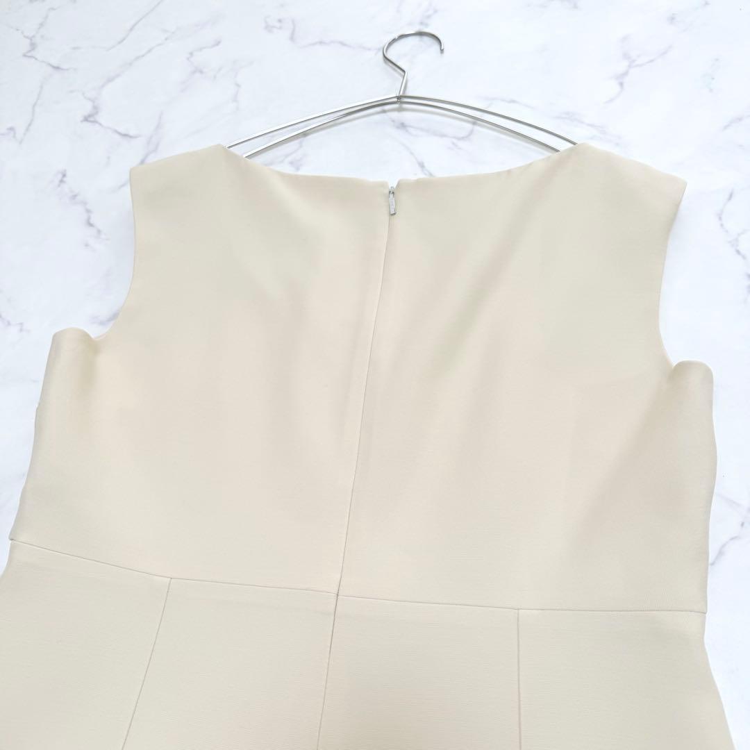 希少✨GUCCI✨シルク混ノースリーブワンピース（L）GGボタン　アイボリー