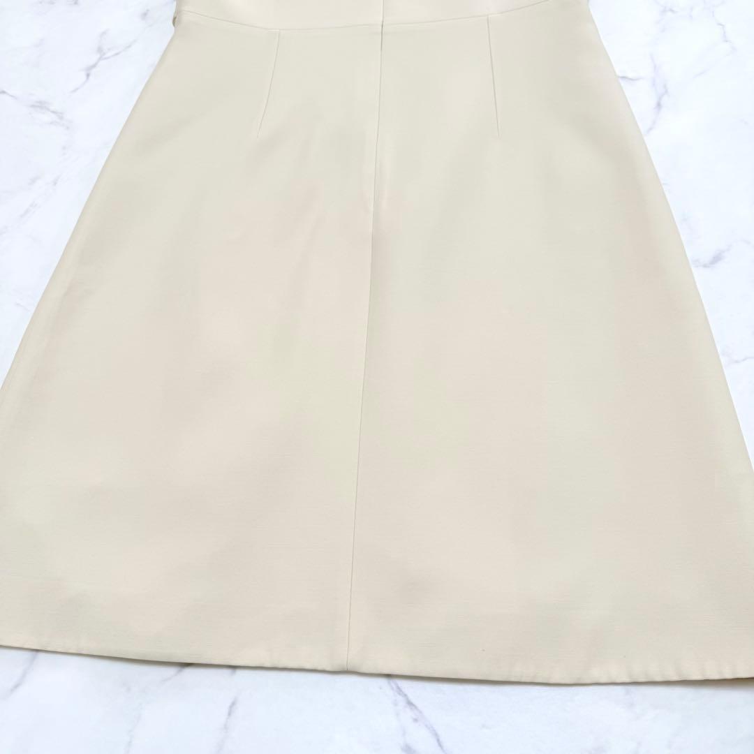 希少✨GUCCI✨シルク混ノースリーブワンピース（L）GGボタン　アイボリー