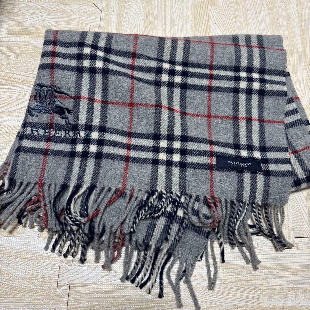 【美品】BURBERRY マフラー ストール 大判 ホースロゴ 刺繍 ノバ