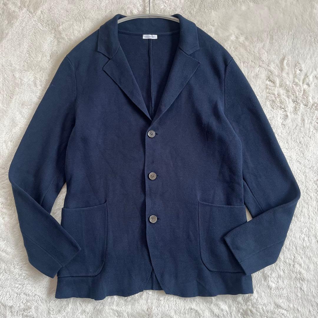 美品✨クロスクローゼット　スビンプラチナムニットジャケット　L ネイビー　洗える
