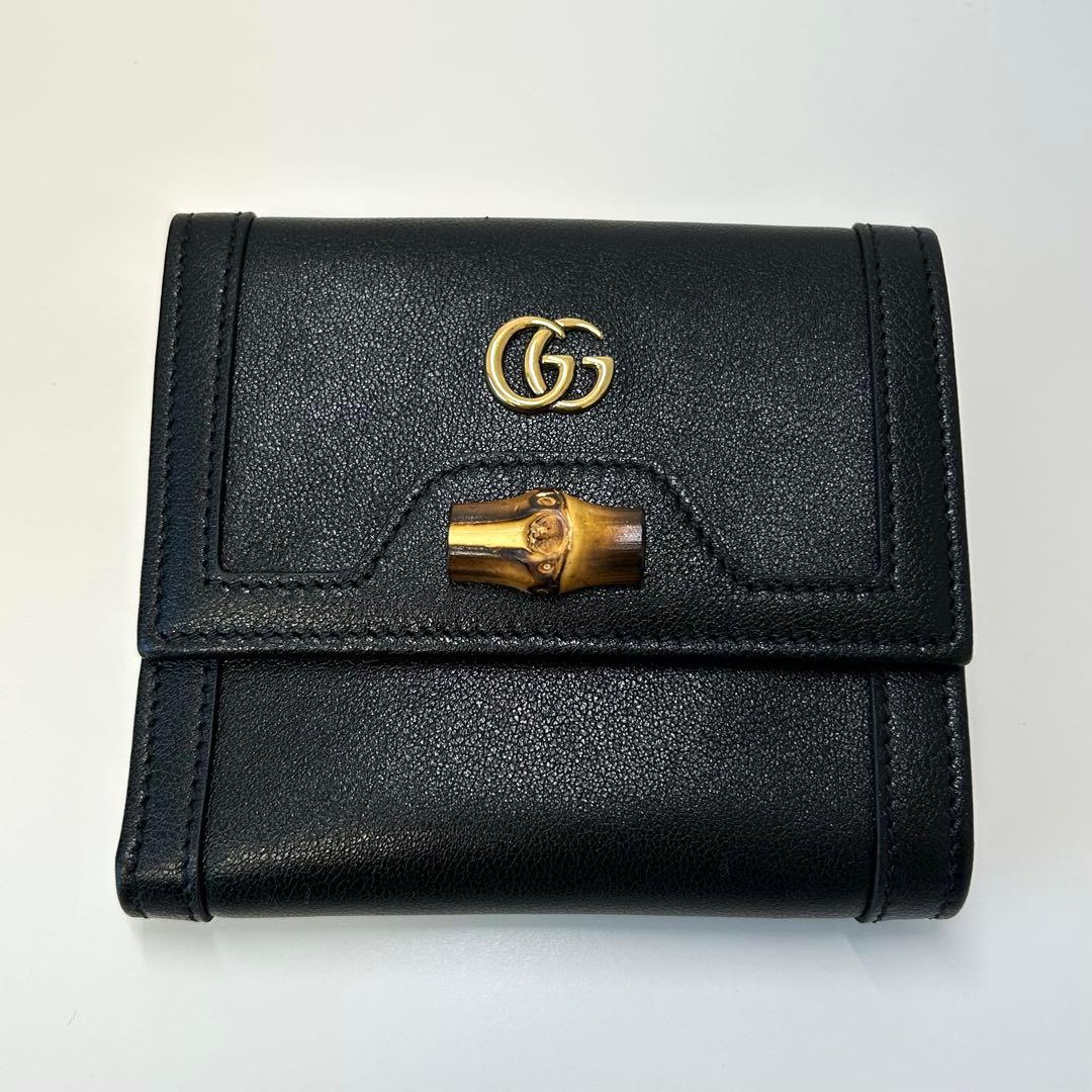 【新品未使用】GUCCI 二つ折財布　バンブー　ダイアナ 671789 2184