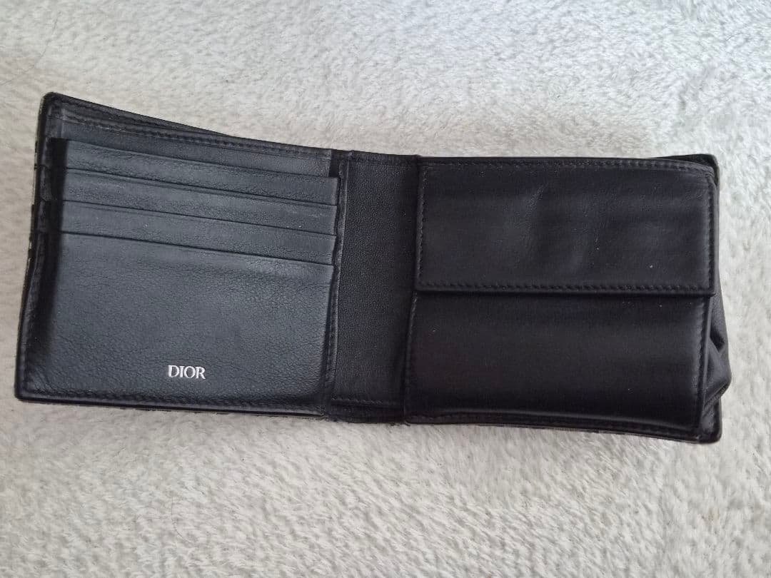 Dior 二つ折り財布 ロゴパターン グレー系