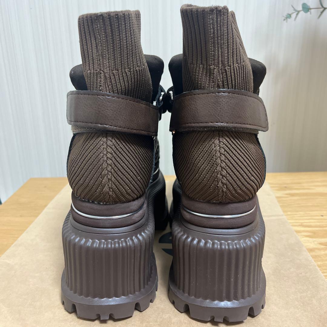 YELLO BEAR PLATFORM SHORT BOOTS ブラウンSサイズ