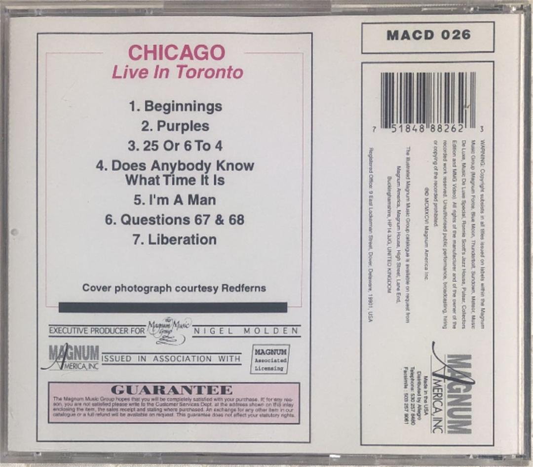 Chicago/シカゴ/ LIVE IN TORONTO/ 1996年