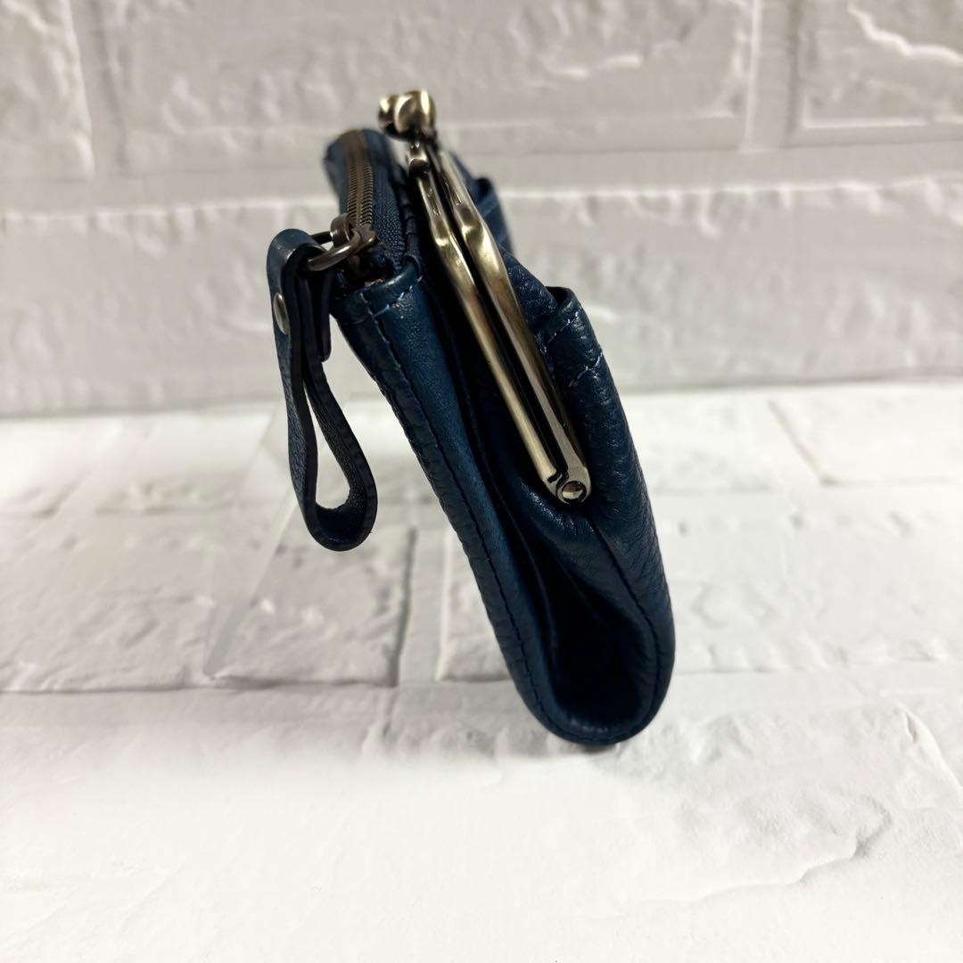 【極美品】ダコタ　アーブル　がま口　レザー　二つ折り財布　ネイビー