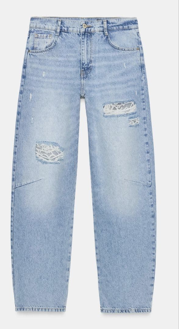 新品♡ZARA完売品　ダメージ加工レースデニム　32サイズ（5号）