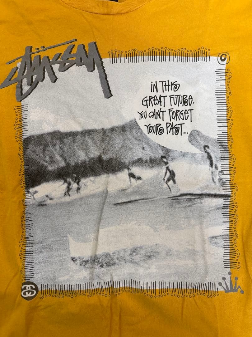 “BIG PRINT” old stussy サーフ プリント Tシャツ 黄