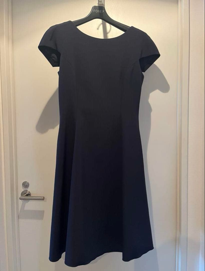 【極美品】FOXEYNEWYORK バックリボンワンピース濃紺ネイビー40お受験