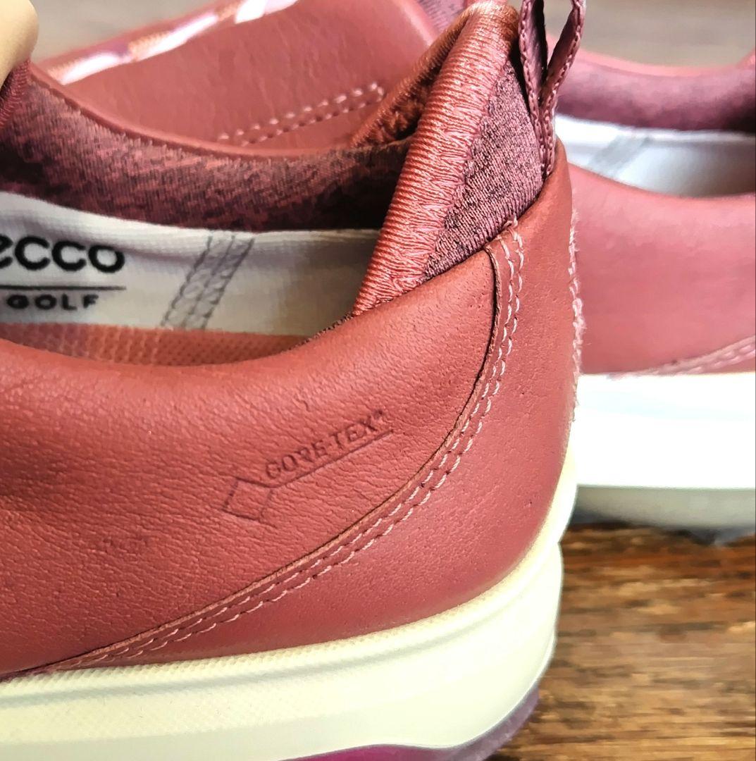 【上質:セレブメーカー】ecco エコー スパイクレス ゴルフシューズ ピンク