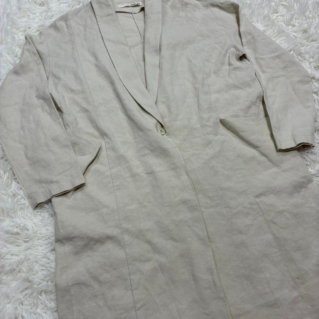 美品✨ evam eva エヴァムエヴァ ロングコート シルク リネン ベージュ