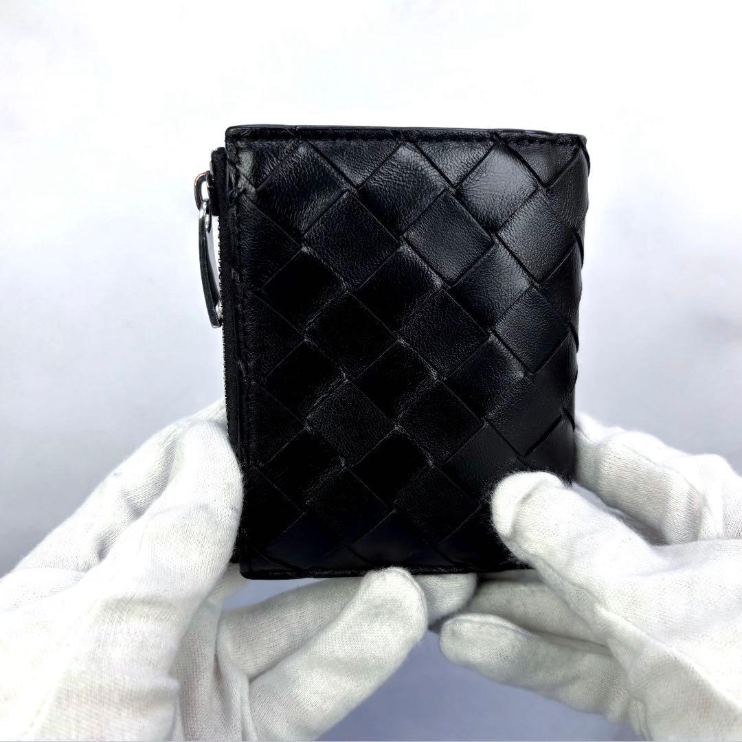BOTTEGA VENETA 財布 2つ折り イントレチャート ブラック