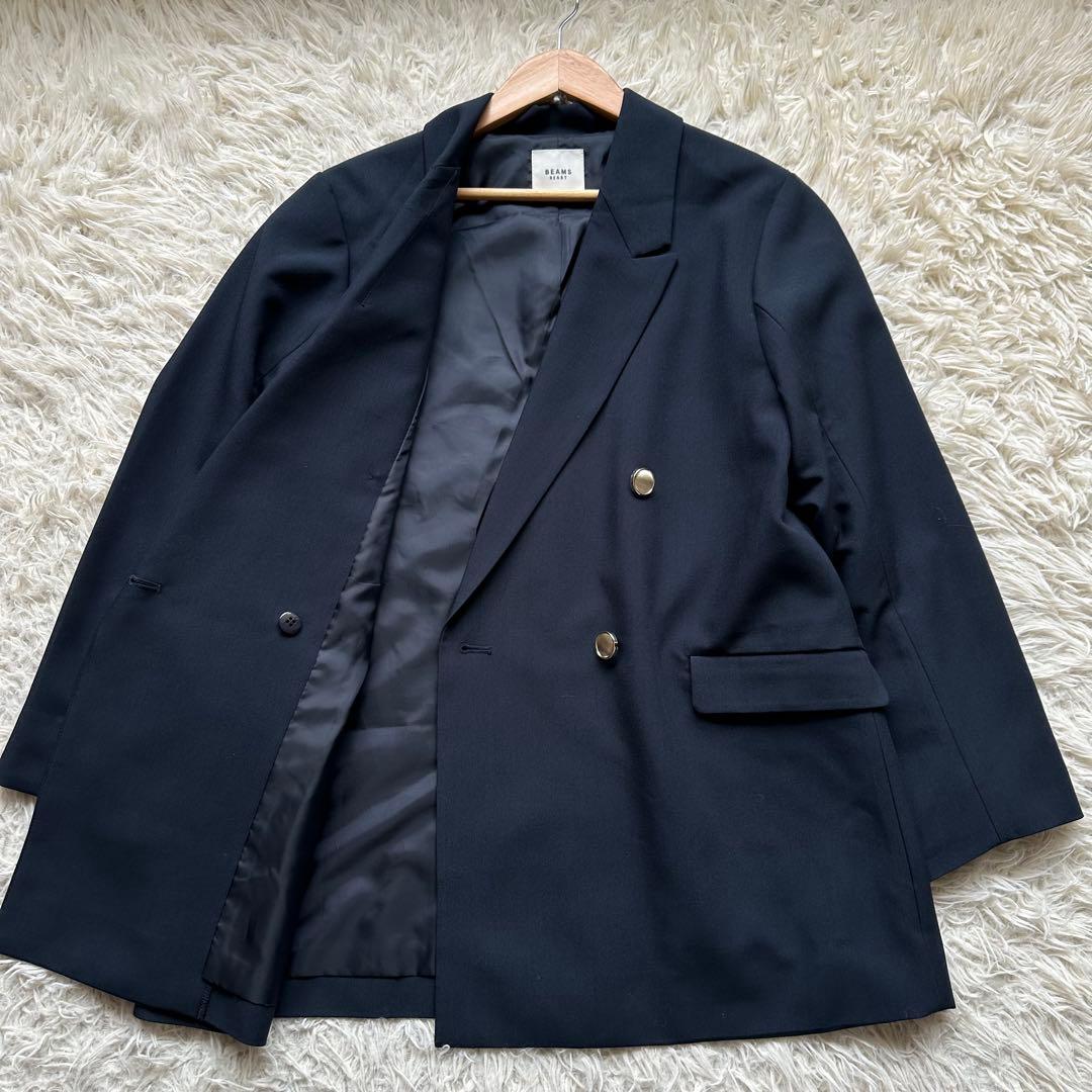 美品✨BEAMS HEART ビームスハート　ダブルジャケット　金ボタン　紺ブレ