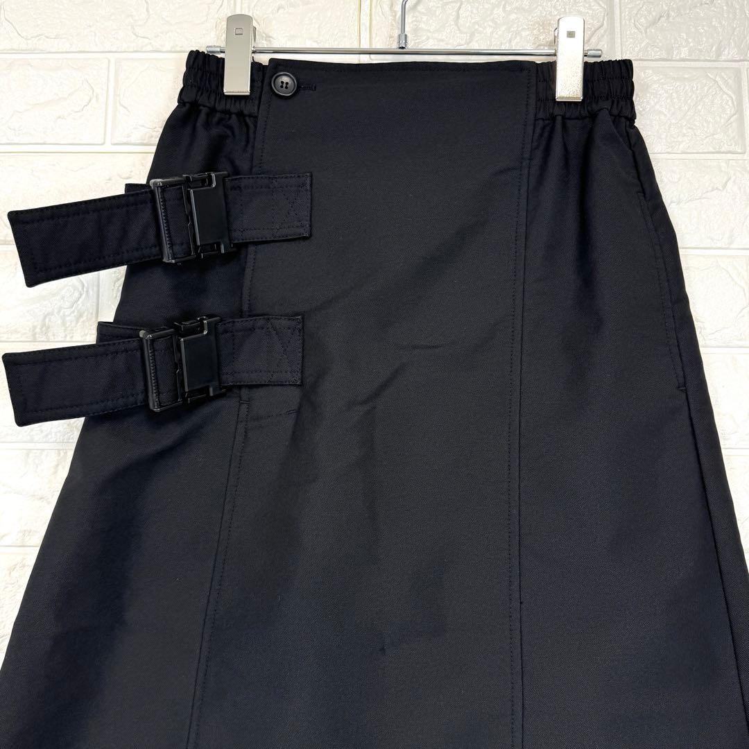 ズッカ【M】黒 ロングスカート バックスリット 微ストレッチ バックゴム 綿混み
