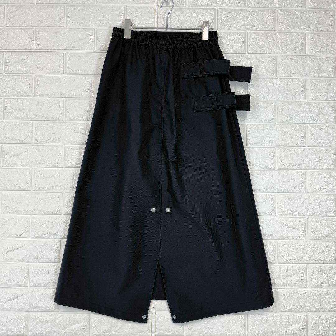 ズッカ【M】黒 ロングスカート バックスリット 微ストレッチ バックゴム 綿混み