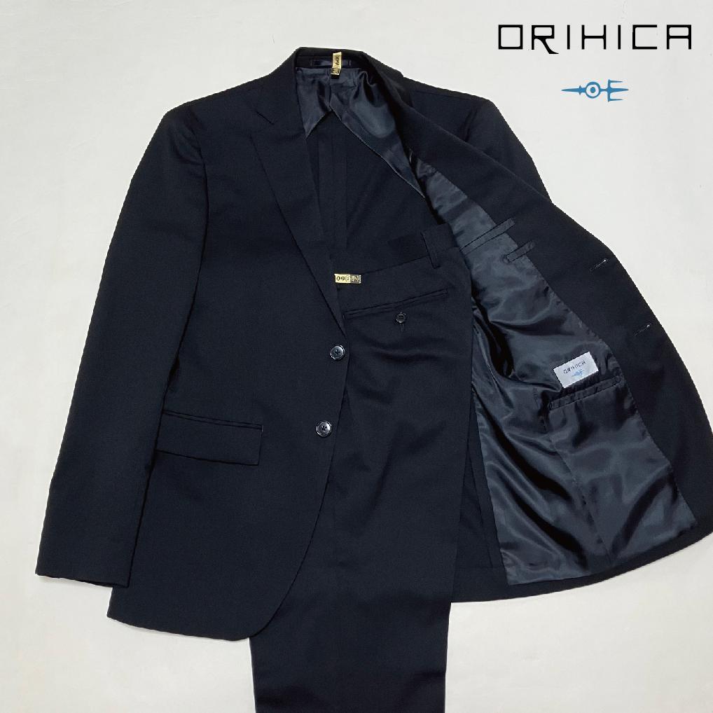 美品 ORIHICA オリヒカ メンズスーツ セットアップ 黒 喪服 冠婚葬祭
