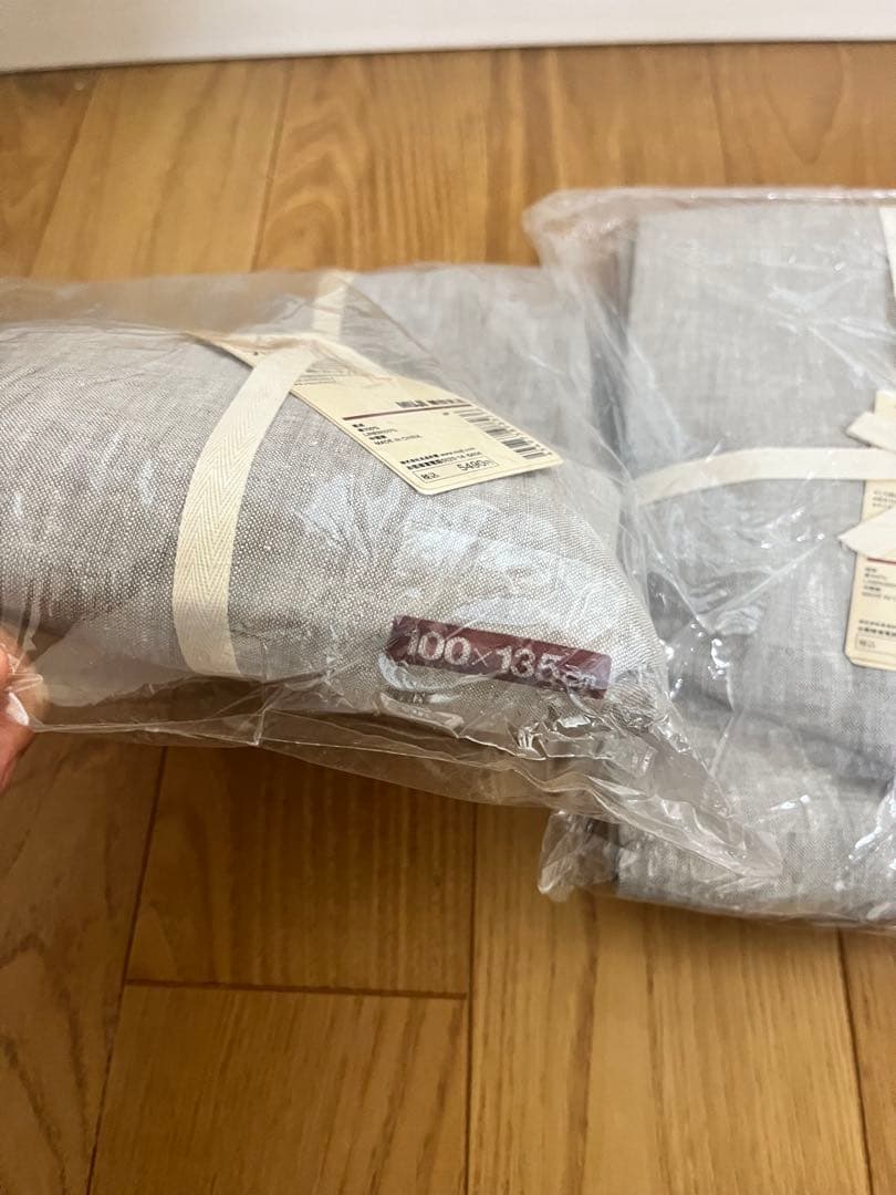 GW最終セール　無印良品　プリーツカーテン　リネン100% 2種　小1枚大2枚