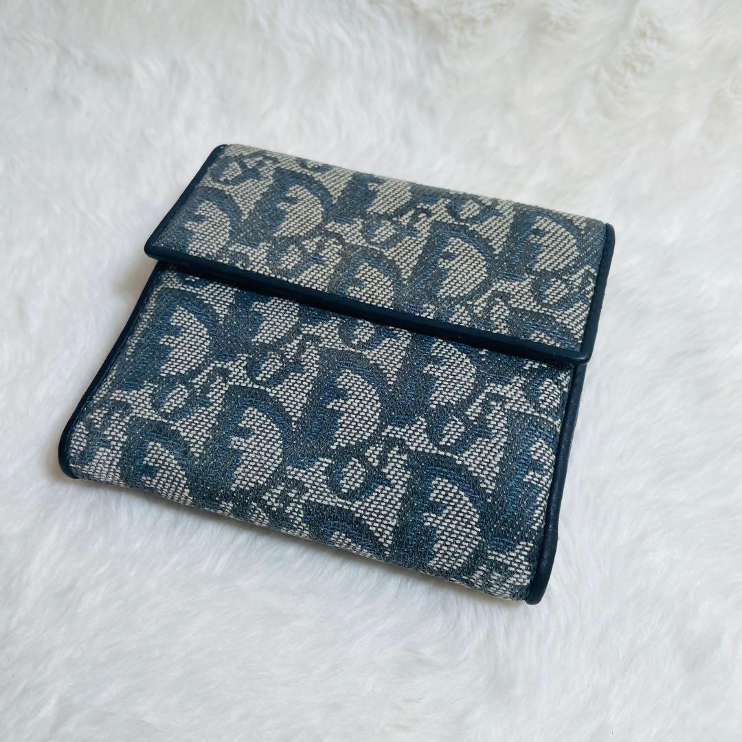 ChristianDior 正規品Wホック折り財布 トロッター キャンバス地