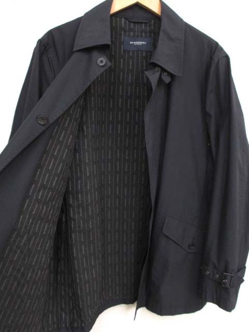 バーバリーロンドン・ショートステンカラーコート・ハーフ ネイビーLサイズ美中古品