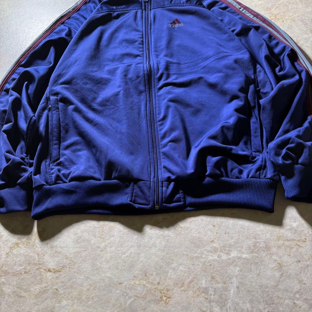 00s adidasトラックジャケット古着ネイビーバーガンディ好配色XXL美品