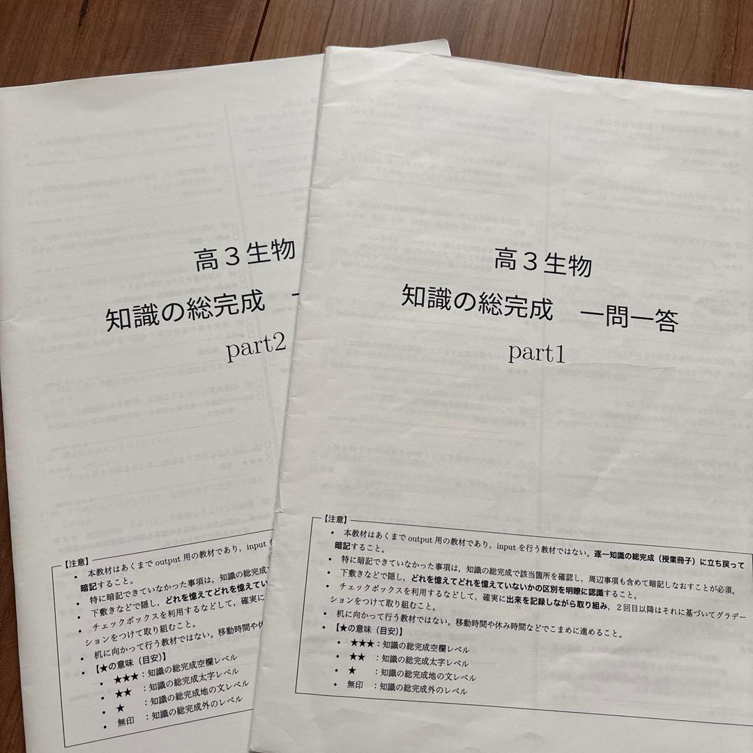 鉄緑会高3生物　生物学問題集セット(生物プリント)