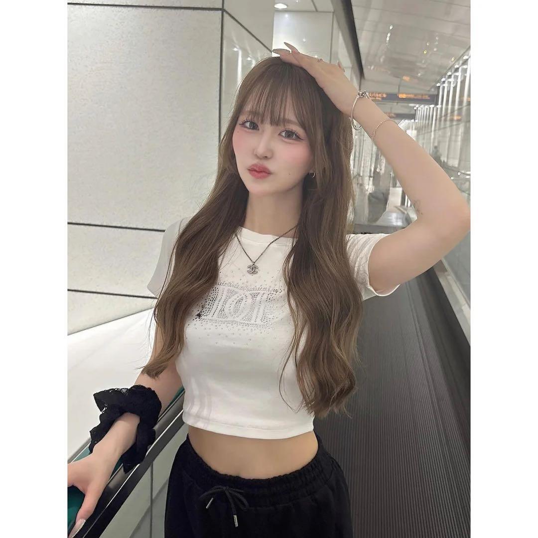 ダーリッチ 新品タグ付 ホワイト フリー シャイニーDDロゴコンパクトTシャツ