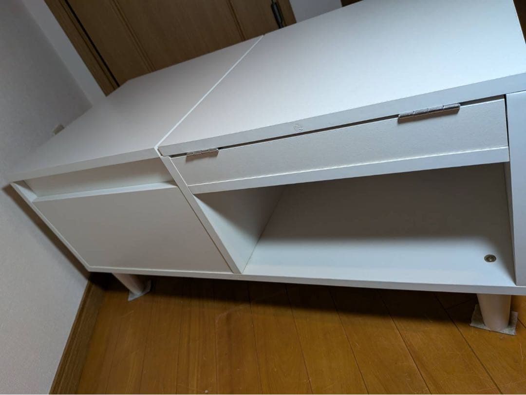 ■送料込■LOWYA ドレッサー コスメ台 白 ローテーブル 鏡化粧 センター