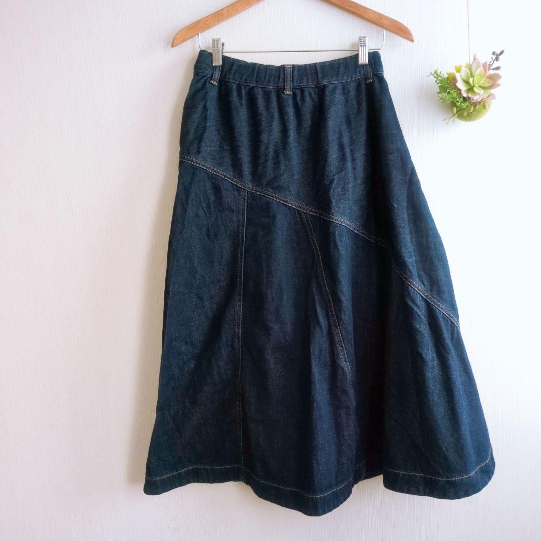 美品 メルシーボークー × Lee デニム 変形スカート 大きめポケット S