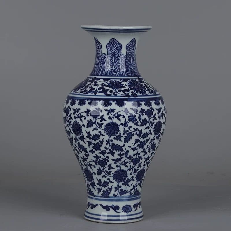 枝蓮紋瓶 工芸品 陶磁器 装飾品 花瓶 花器 美術品 置物 陶芸 賞物観賞瓶