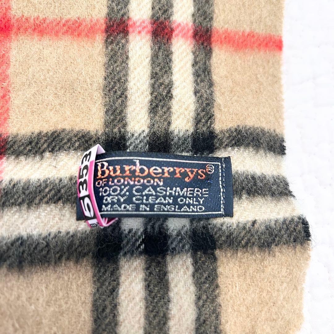 【定番】バーバリー カシミヤ100 チェック マフラー 英国製 Burberry
