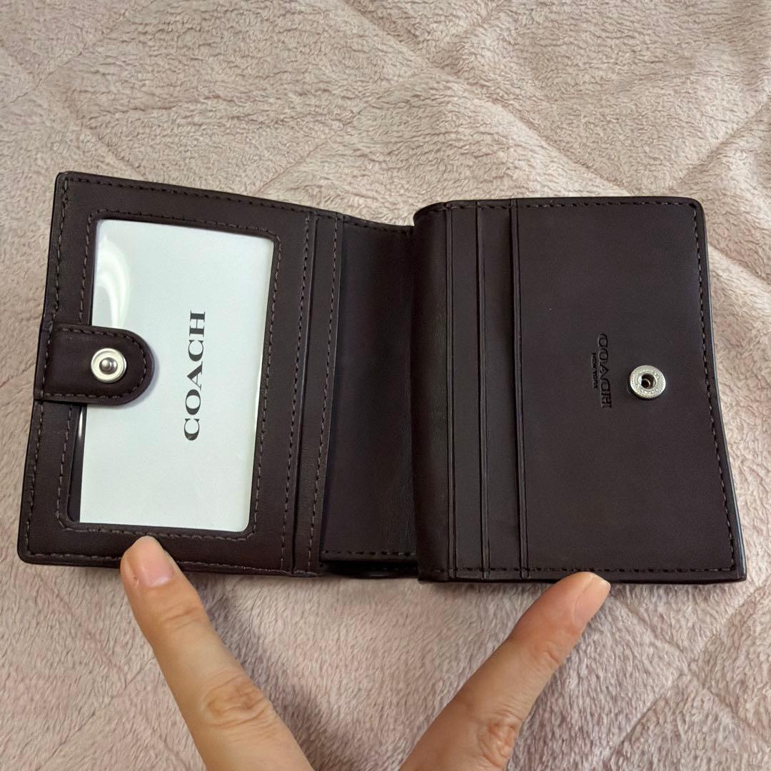 COACH 二つ折り財布 紫 レザー