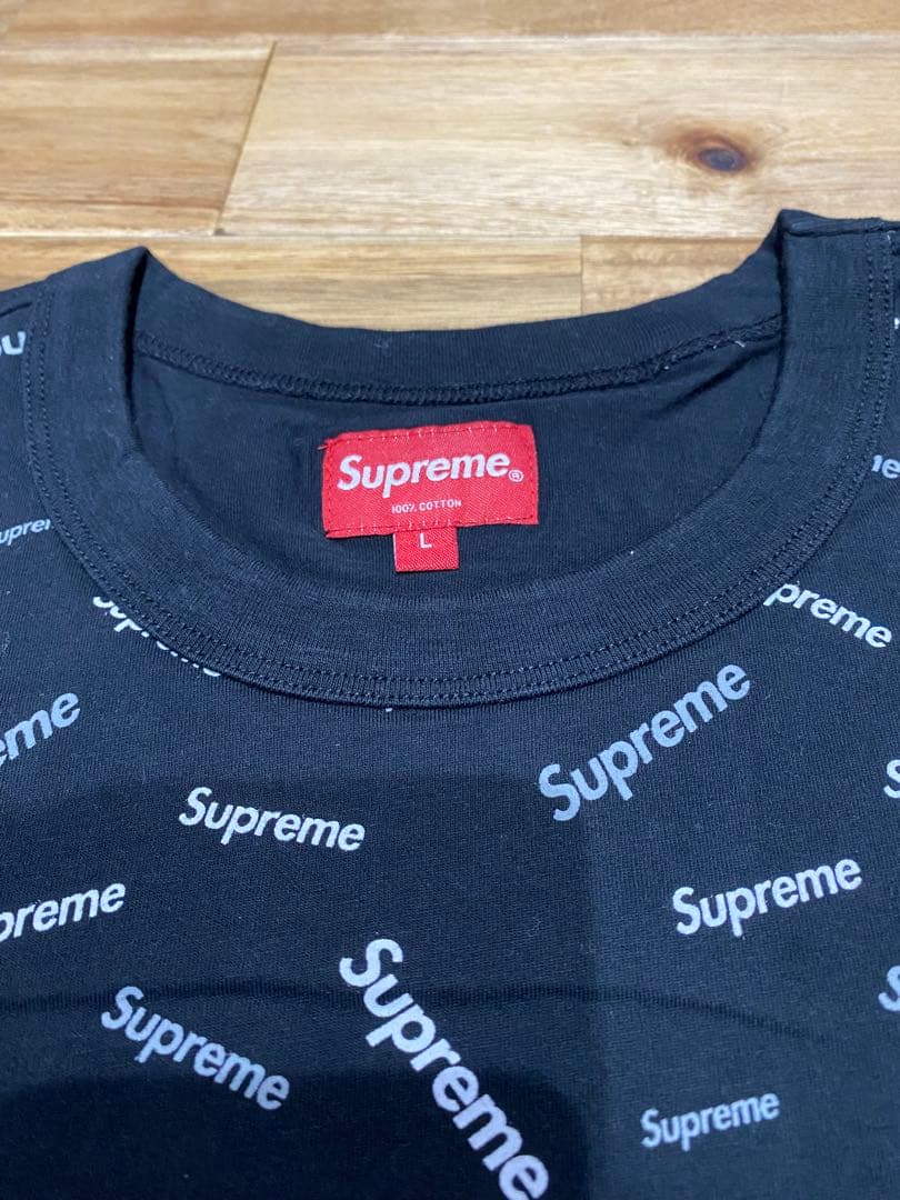 新品　supreme 総柄Tシャツ 黒　L