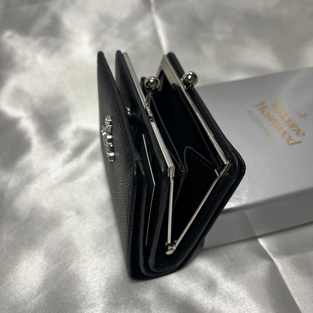 新品Vivienne Westwood黒 ブラック 蝶々留め 二つ折り財布