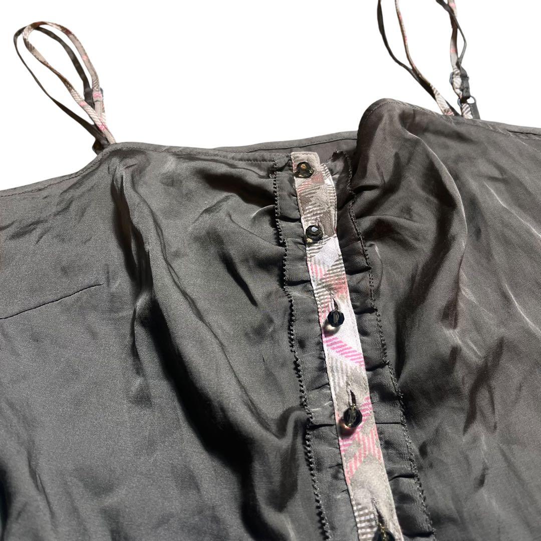 美品　BURBERRY BLUE LABEL キャミソール　ノバチェック　カーキ