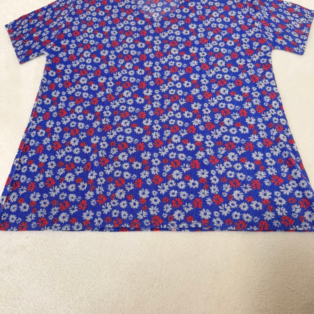 極美品✨PLEATS PLEASE 花柄　プリーツ　半袖　トップス　Lサイズ