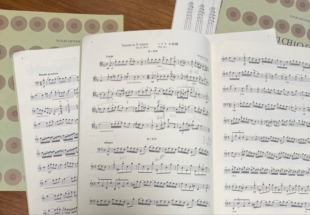 シ*ン様 スズキメソード　チェロ指導曲集　全巻　CDつき　ドッツァウアー　書き込