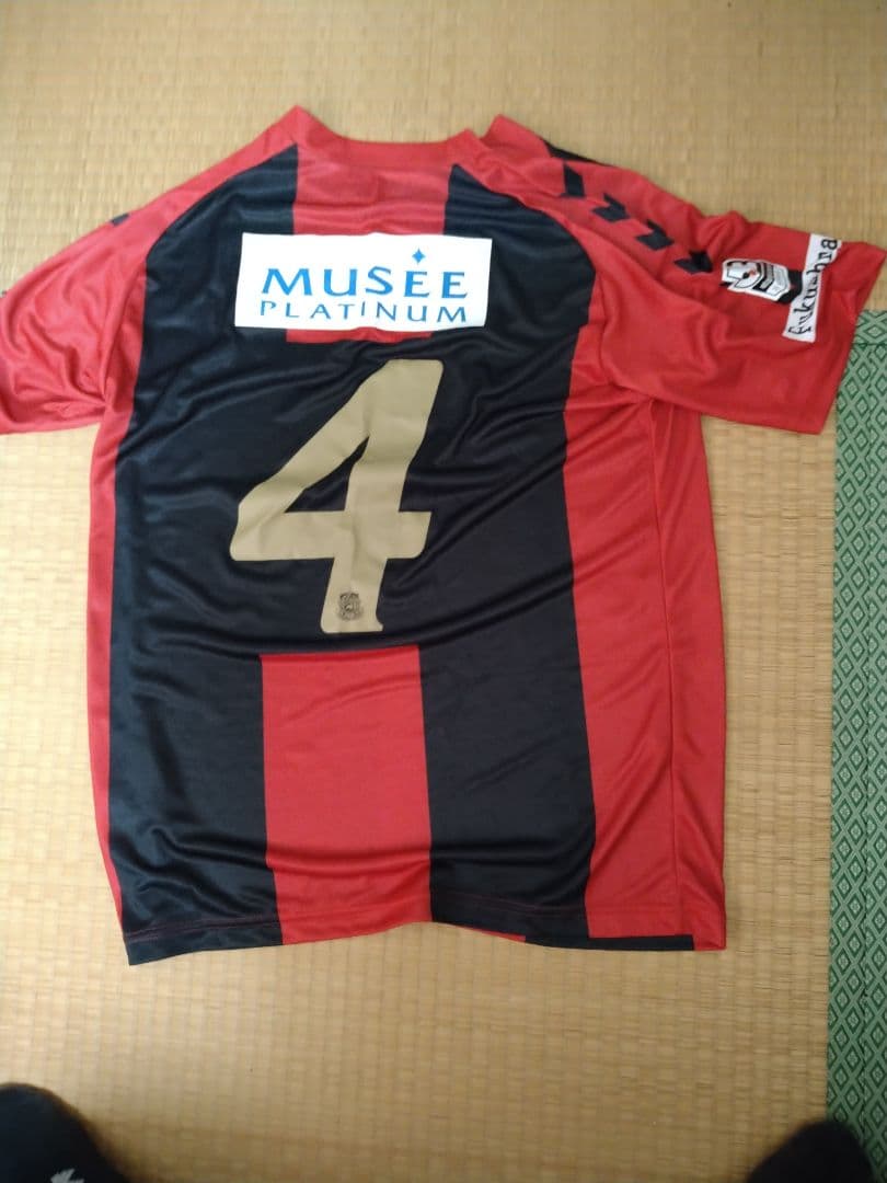 や*ち様 福島ユナイテッドＦＣhummel サッカーシャツ 赤黒 スポンサー付き