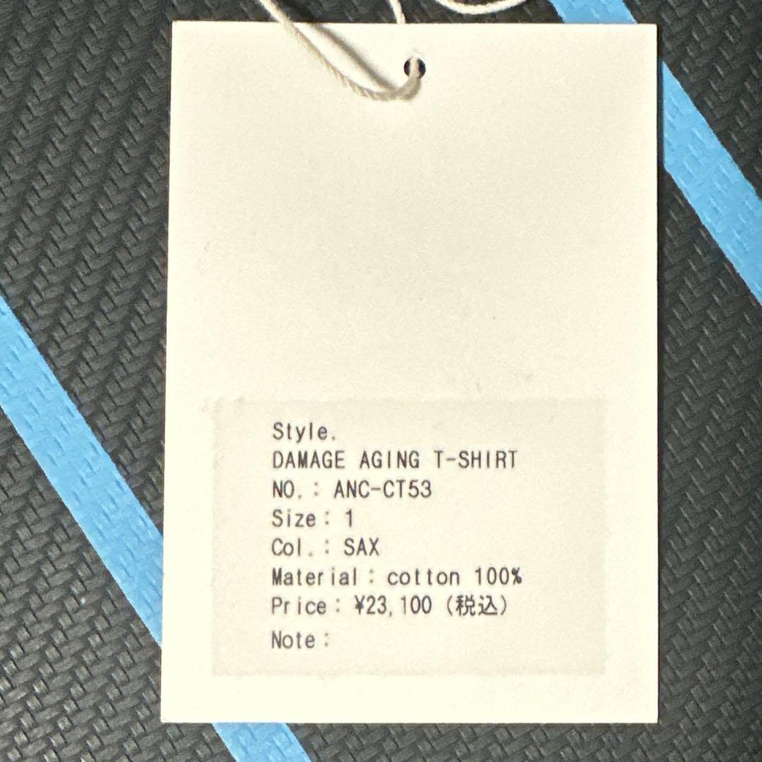 トップス ANCELLM DAMAGE AGING T-SHIRT SAX 1
