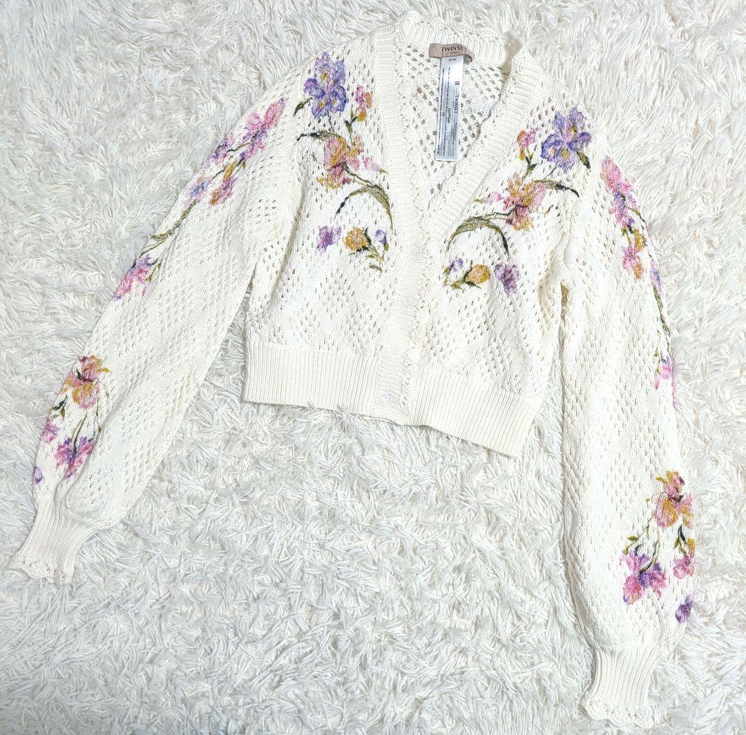 ​【極美品】TWINSET フローラルプリント ニットカーディガン XS 花柄