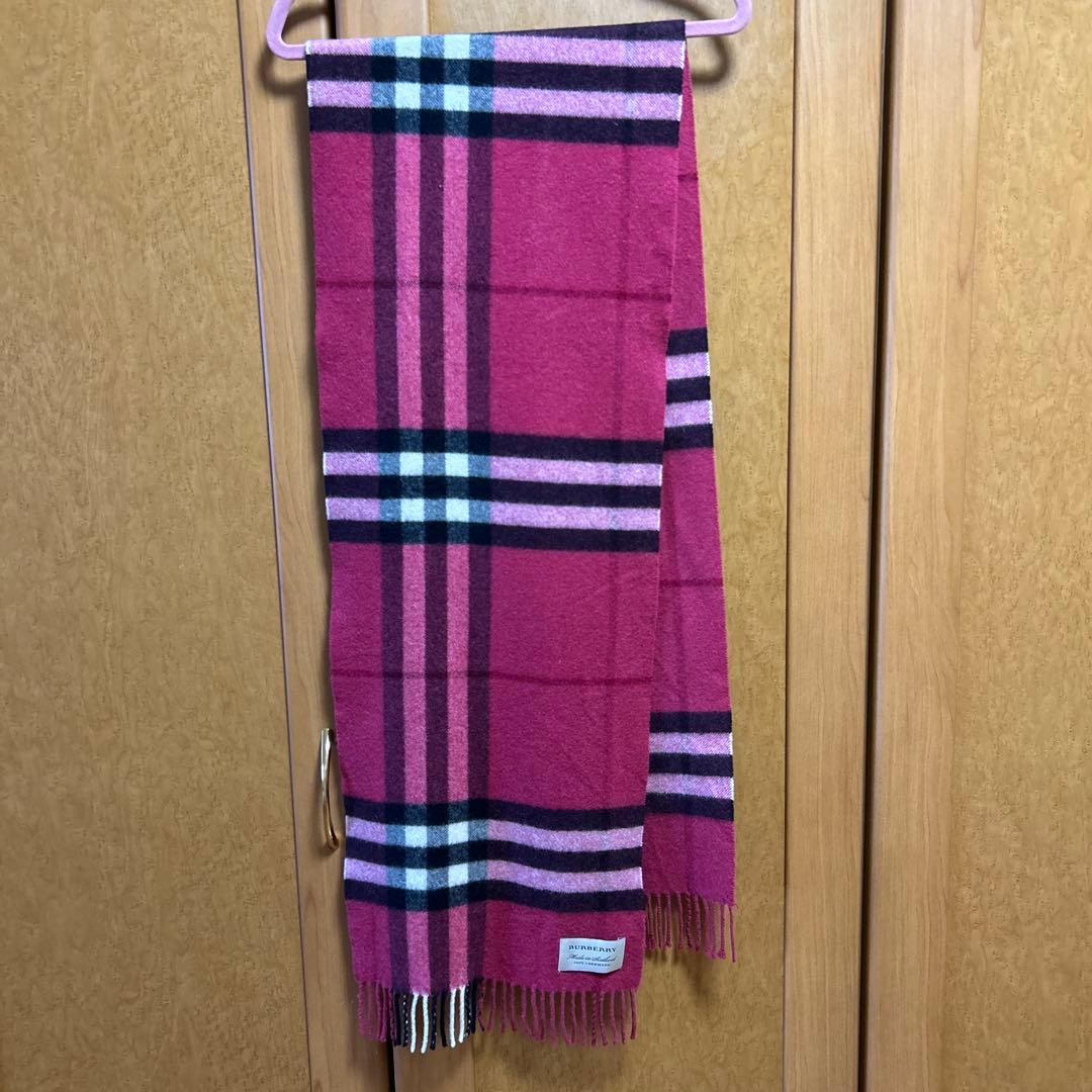 BURBERRY カシミヤ マフラー ピンク系 チェック柄