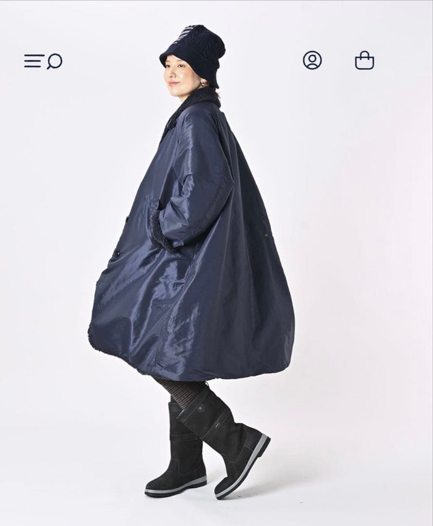 45R ９０８厚ナイロン×ボア　ショールカラーコート 定価¥94.600