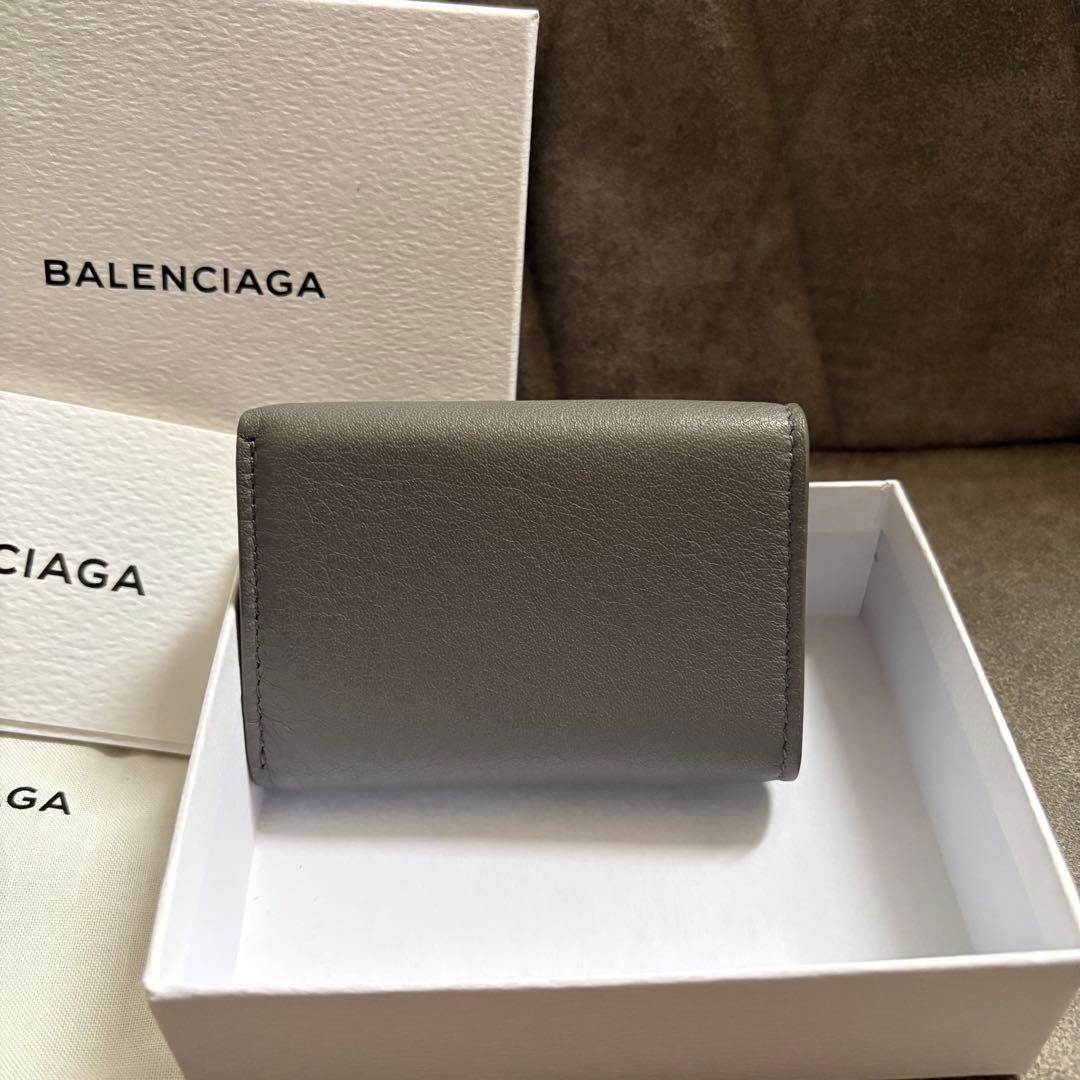 BALENCIAGA ペーパーミニ 三つ折り ウォレット グレー