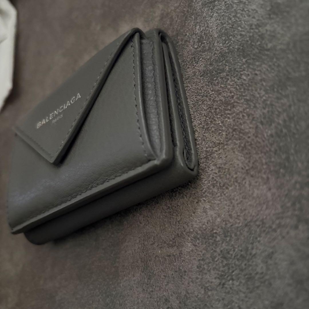 BALENCIAGA ペーパーミニ 三つ折り ウォレット グレー