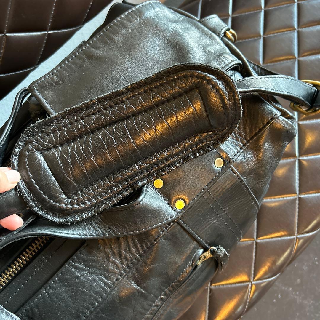Langlitz Leathers ブラックドラムバッグ